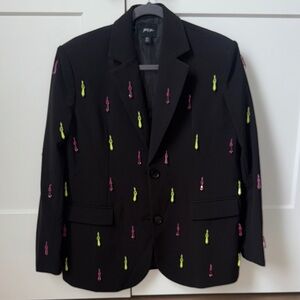 Nasty Gal - Black Blazer with Neon Pink & Neon Yellow Embellishments